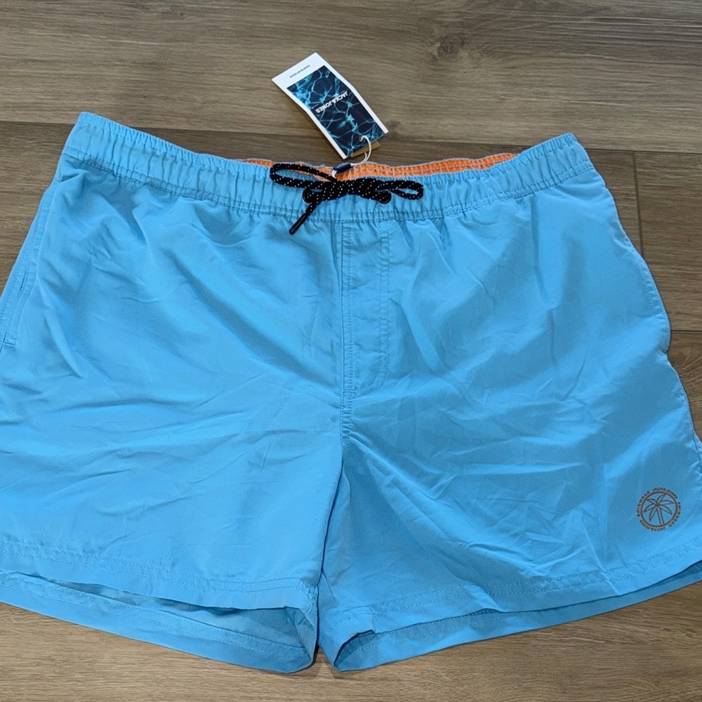 Jack & Jones Light Blue Swim Trunks with Black Drawstring intelligence XLarge